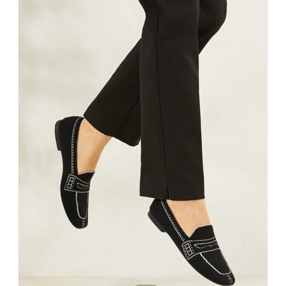 Vivaia Sierra Slip On Knit Loafers Casual Comfort Size 42/10.5-11 Black